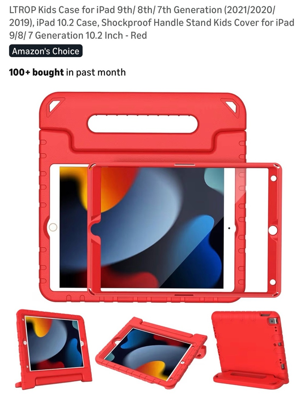 Apple Kids Shockproof Tablet Case with Handle - Red